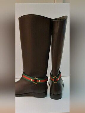 NWOT  Boot Ankle Straps  Green-Red Stripes Gold Hardware (Full Around Stripes)